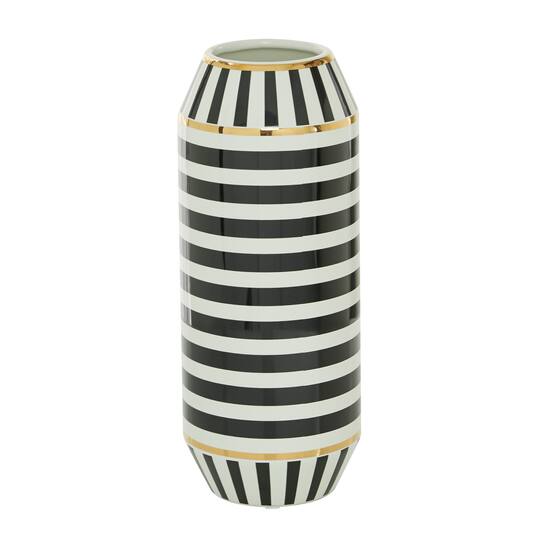 Black Ceramic Modern Vase, 16" x 6" x 6"